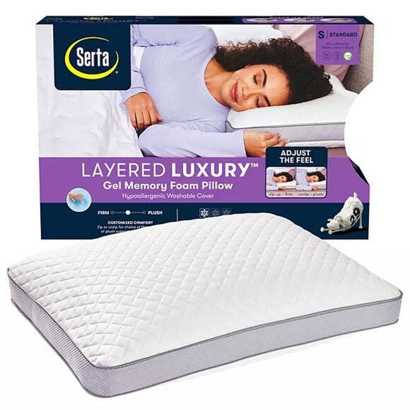 Serta Layered Luxury Standard Gel Memory Foam Pillow (Open Box) - Picture 1 of 2